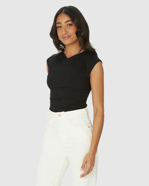 Blusa Feminina Decote Transpassado Em Viscose Stretch