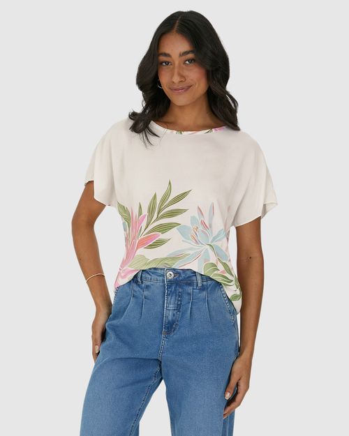 Blusa Ampla Feminina Estampa Floral Em Viscose