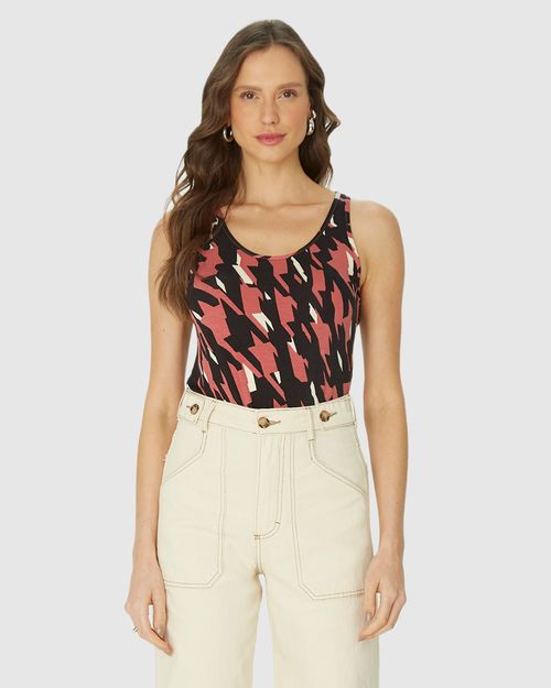 Regata Justa Feminina Estampada Em Viscose Stretch