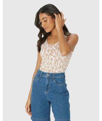 Regata Justa Feminina Estampada Em Viscose Stretch