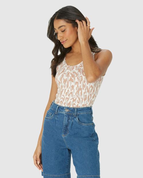Regata Justa Feminina Estampada Em Viscose Stretch