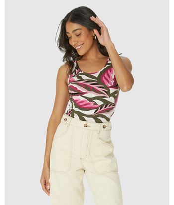 Regata Justa Feminina Estampada Em Viscose Stretch