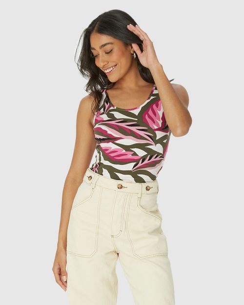 Regata Justa Feminina Estampada Em Viscose Stretch