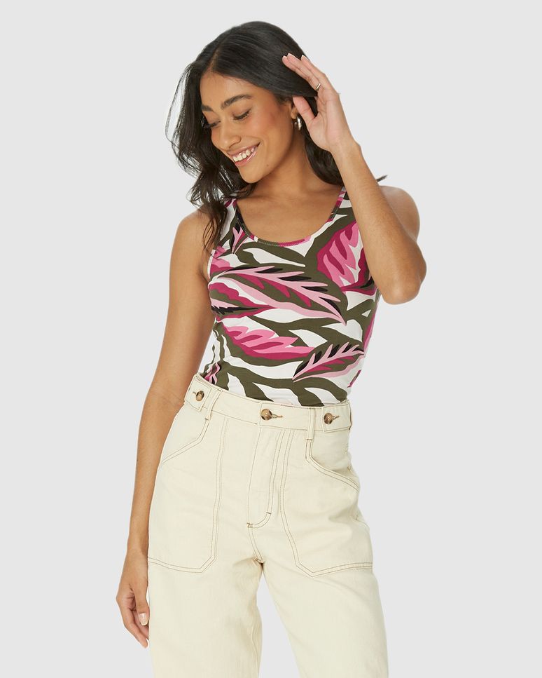 Regata Justa Feminina Estampada Em Viscose Stretch