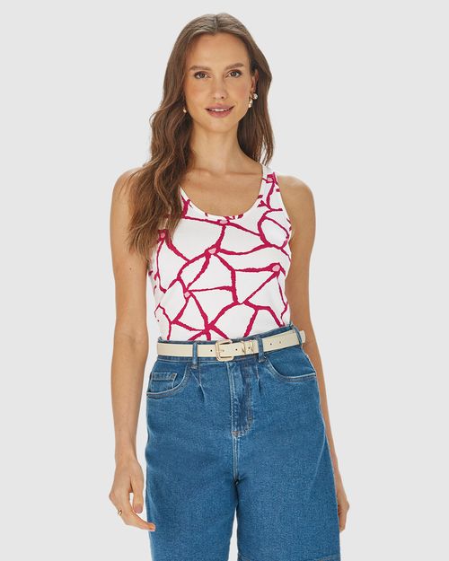 Regata Justa Feminina Estampada Em Viscose Stretch