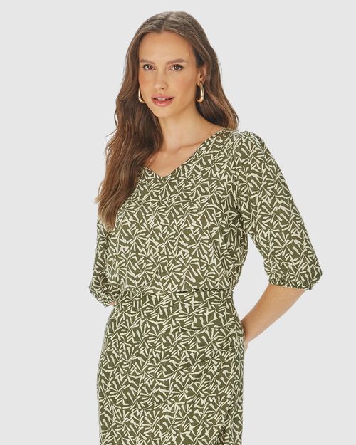 Blusa Feminina Estampada Manga 3/4 Em Viscose Lurex