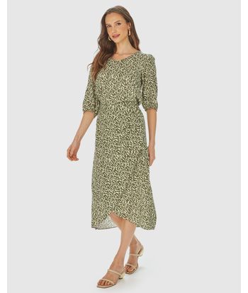 Saia Midi Feminina Pareô Estampada Em Viscose Lurex