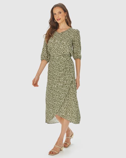 Saia Midi Feminina Pareô Estampada Em Viscose Lurex