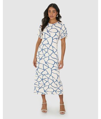 Vestido Midi Feminino Amplo Estampado Em Malha Viscolinho Stretch