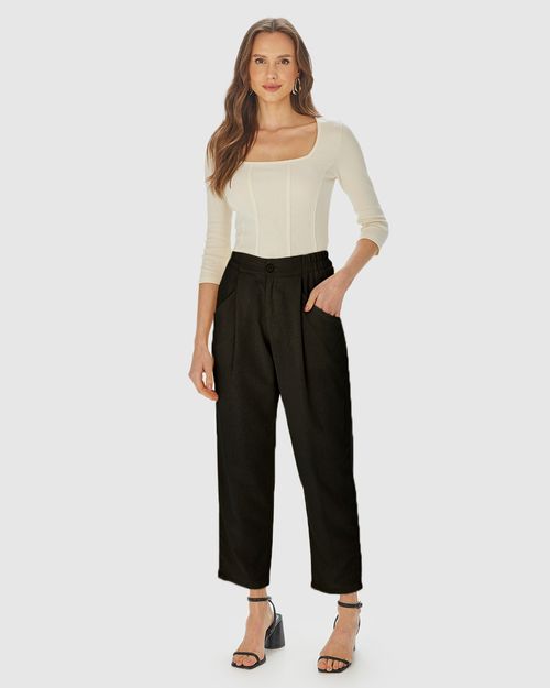Calça Feminina Carrot Bolso Funcional Em Viscolinho