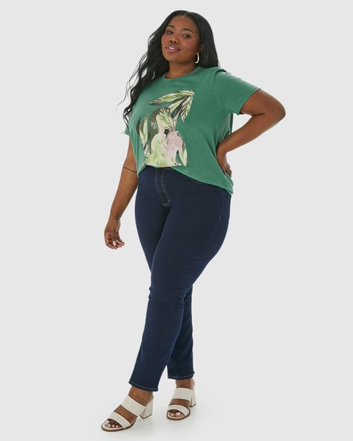 Camiseta Feminina Plus Size Desenho Ilustrativo Em Algodão
