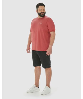 Camiseta Masculina Plus Size Estampa Peitoral Em Malha Listrada