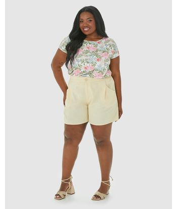 Blusa Feminina Plus Size Floral Cava Japonesa Em Viscose Stretch
