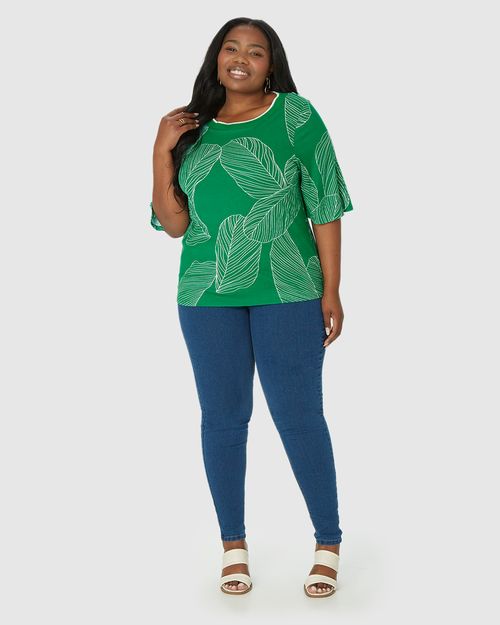 Blusa Feminina Plus Size Ampla Gola Redonda Retilínea Em Viscose Canelada