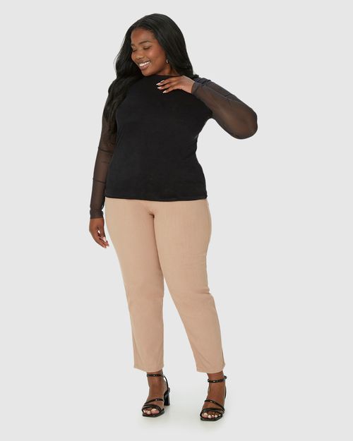 Blusa Feminina Plus Size Justa Em Tule Stretch