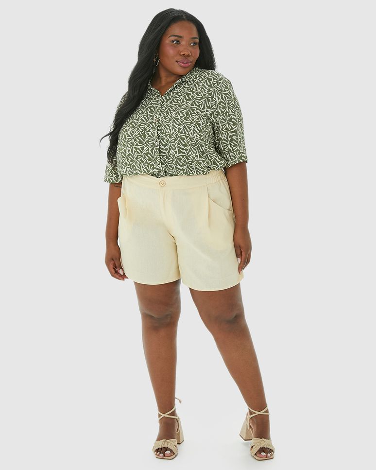 Camisa Feminina Plus Size Box Estampada Em Viscose Lurex