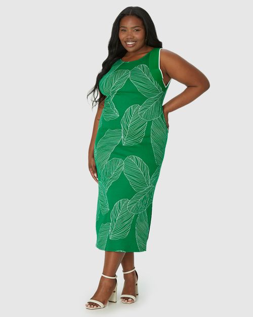 Vestido Midi Feminino Plus Size Reto Em Malha Viscose Canelada