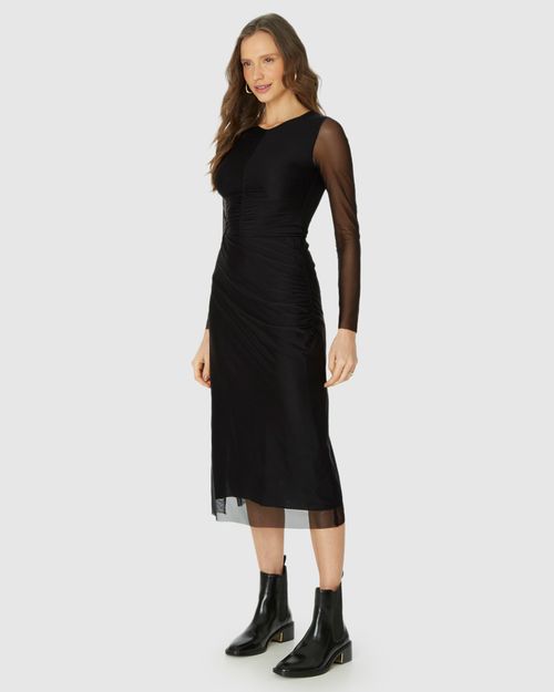 Saia Reta Feminina Fenda Lateral Em Tule Stretch