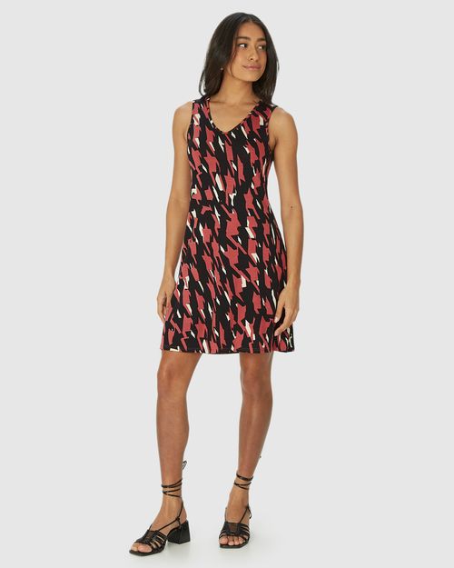 Vestido Feminino Estampado Decote V Em Viscose Stretch