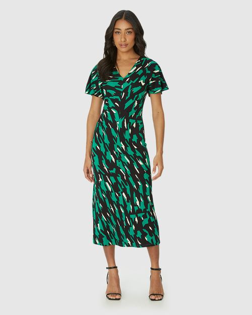 Vestido Midi Feminino Pregas Na Cintura Em Malha Viscose Canelada