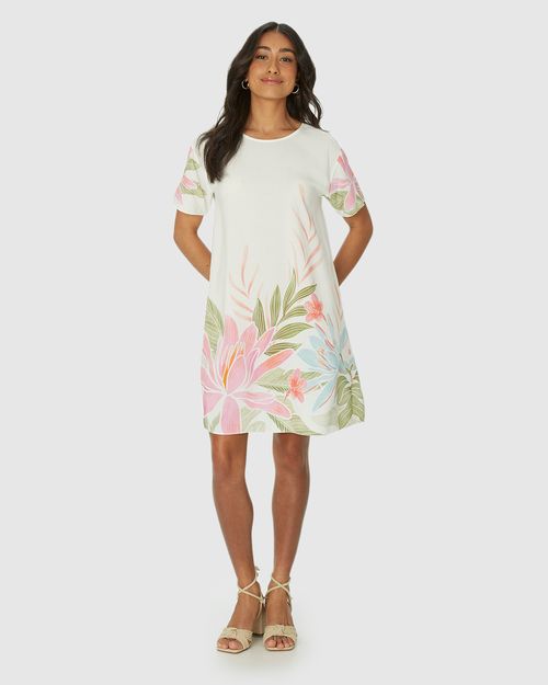 Vestido Amplo Feminino Estampa Localizada Em Viscose