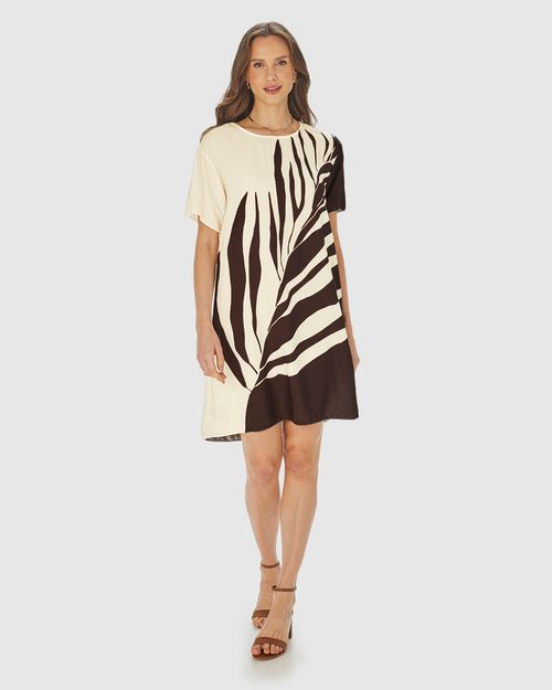 Vestido Amplo Feminino Estampa Localizada Em Viscose