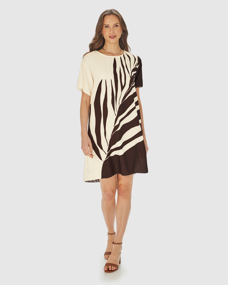 Vestido Amplo Feminino Estampa Localizada Em Viscose