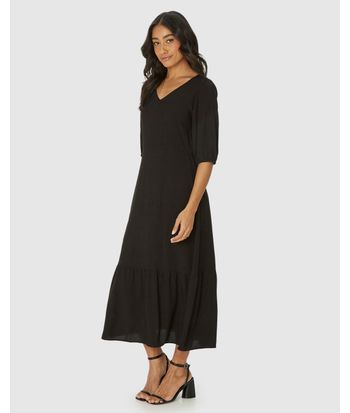 Vestido Midi Feminino Marias Manga 3/4 Em Viscose