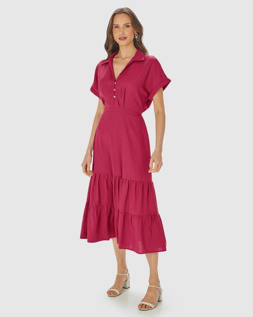 Vestido Midi Feminino Marias Amarração Costas Em Viscolinho