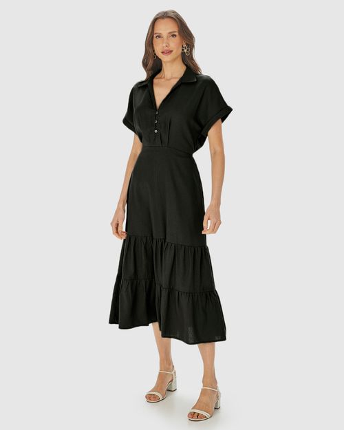 Vestido Midi Feminino Marias Amarração Costas Em Viscolinho