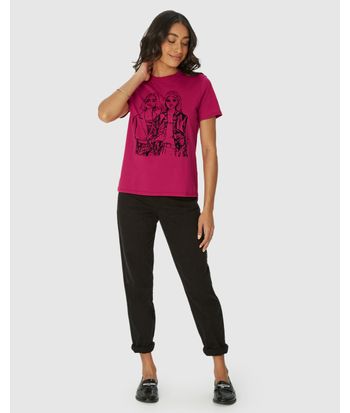 Camiseta Feminina Garotas Ilustrativa Em Algodão