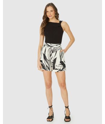 Regata Cropped Feminina Com Detalhe Torção Em Malha Viscose Canelada