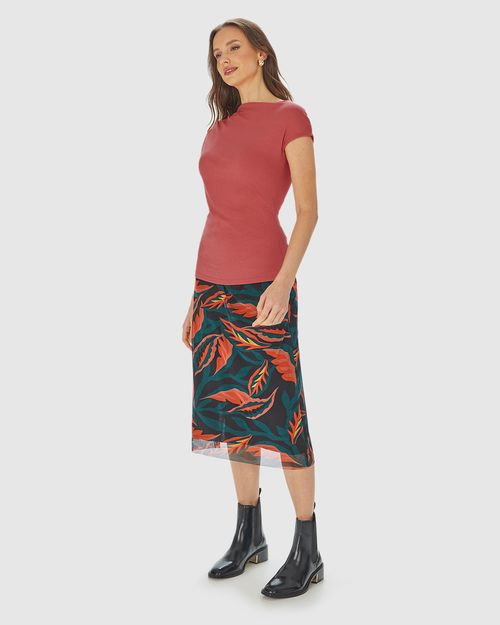 Blusa Feminina Assimétrica Com Detalhe Franzido Em Malha Viscose Canelada