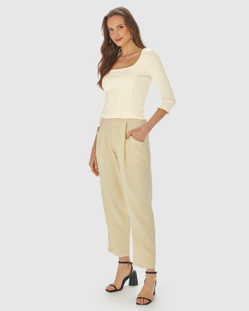 Blusa Long Cropped Feminina Corset Em Ribana