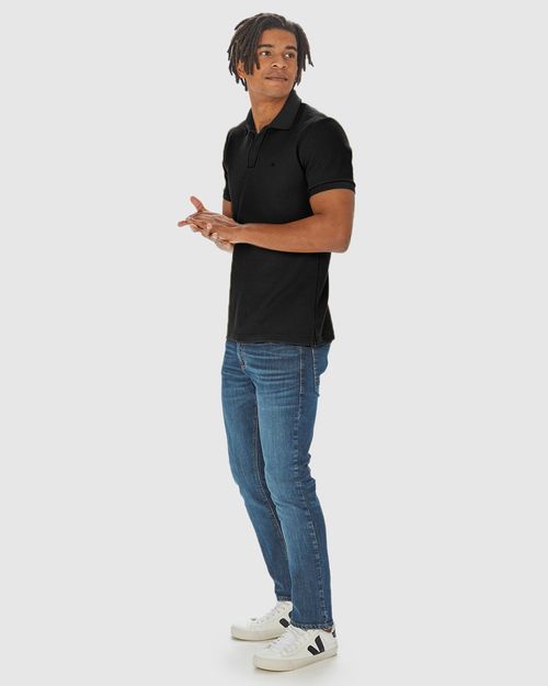 Camisa Polo Masculina Slim Em Malha Jacquard