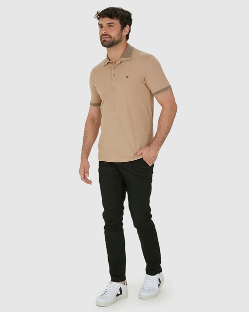 Camisa Polo Masculina Com Acabamento Retilínea Em Piquet Stretch