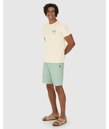 Camiseta Masculina Slim Estampa Frente E Costas Em Malha Rajada Linho