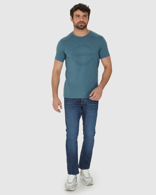 Camiseta Masculina Estampa Frontal Alto Relevo Em Algodão