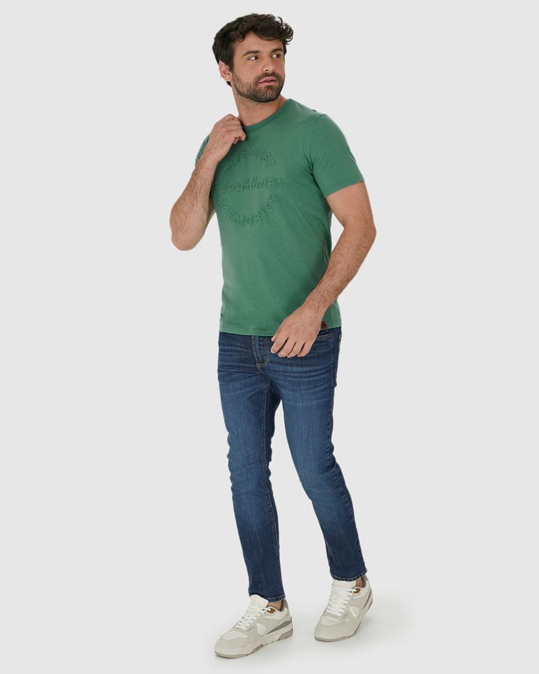 Camiseta Masculina Estampa Frontal Alto Relevo Em Algodão