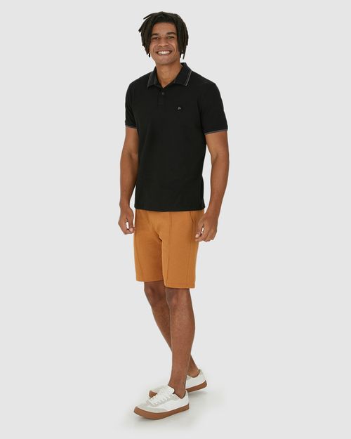 Camisa Polo Masculina Bordado Peitoral Em Piquet Listrado