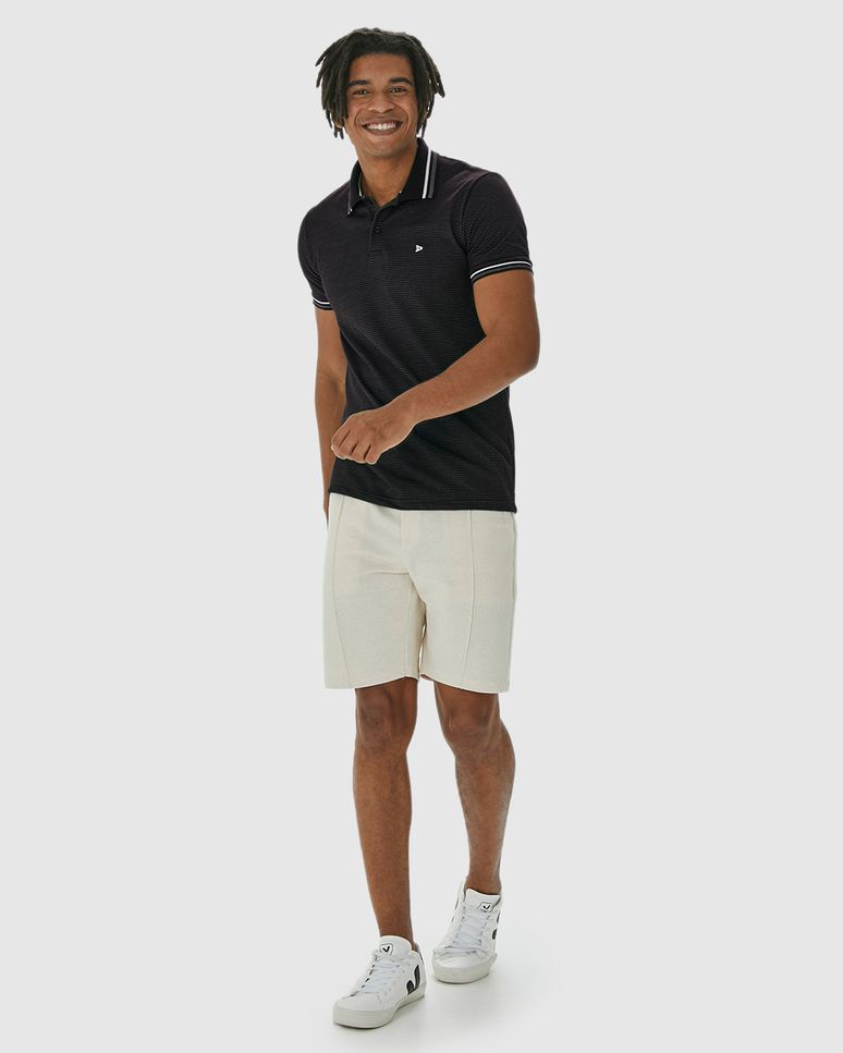 Camisa Polo Masculina Slim Em Malha Listrada
