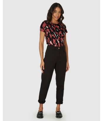 Blusa Feminina Estampada Manga Curta Em Viscose Stretch