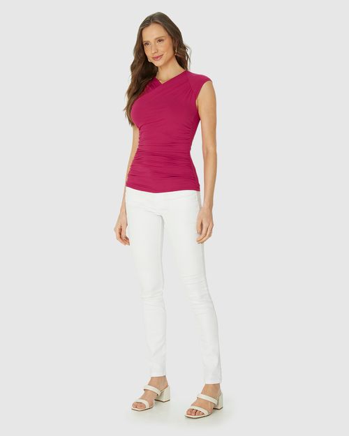 Blusa Feminina Decote Transpassado Em Viscose Stretch