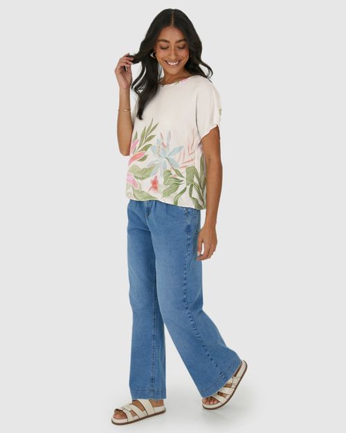 Blusa Ampla Feminina Estampa Floral Em Viscose