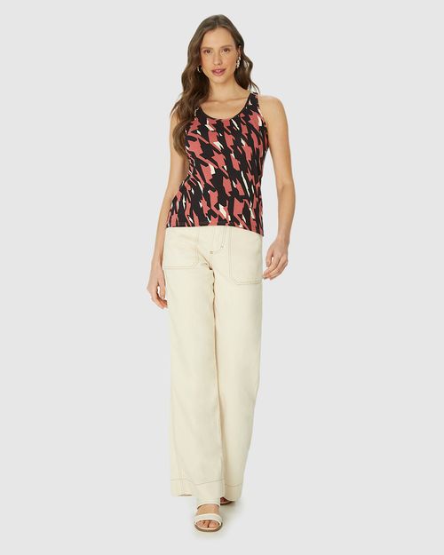Regata Justa Feminina Estampada Em Viscose Stretch