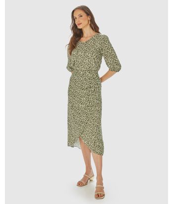 Saia Midi Feminina Pareô Estampada Em Viscose Lurex
