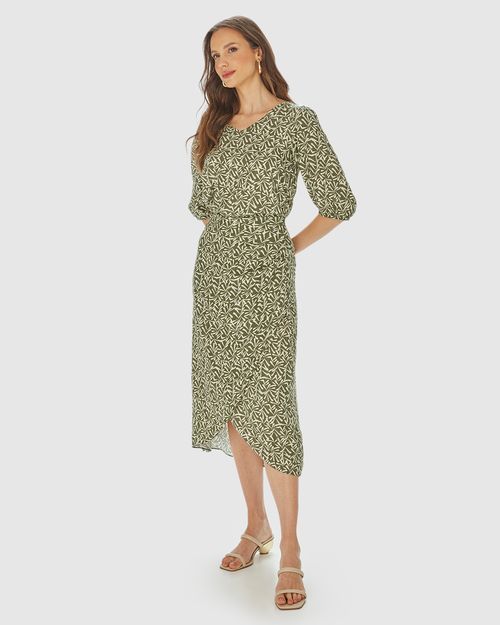 Saia Midi Feminina Pareô Estampada Em Viscose Lurex