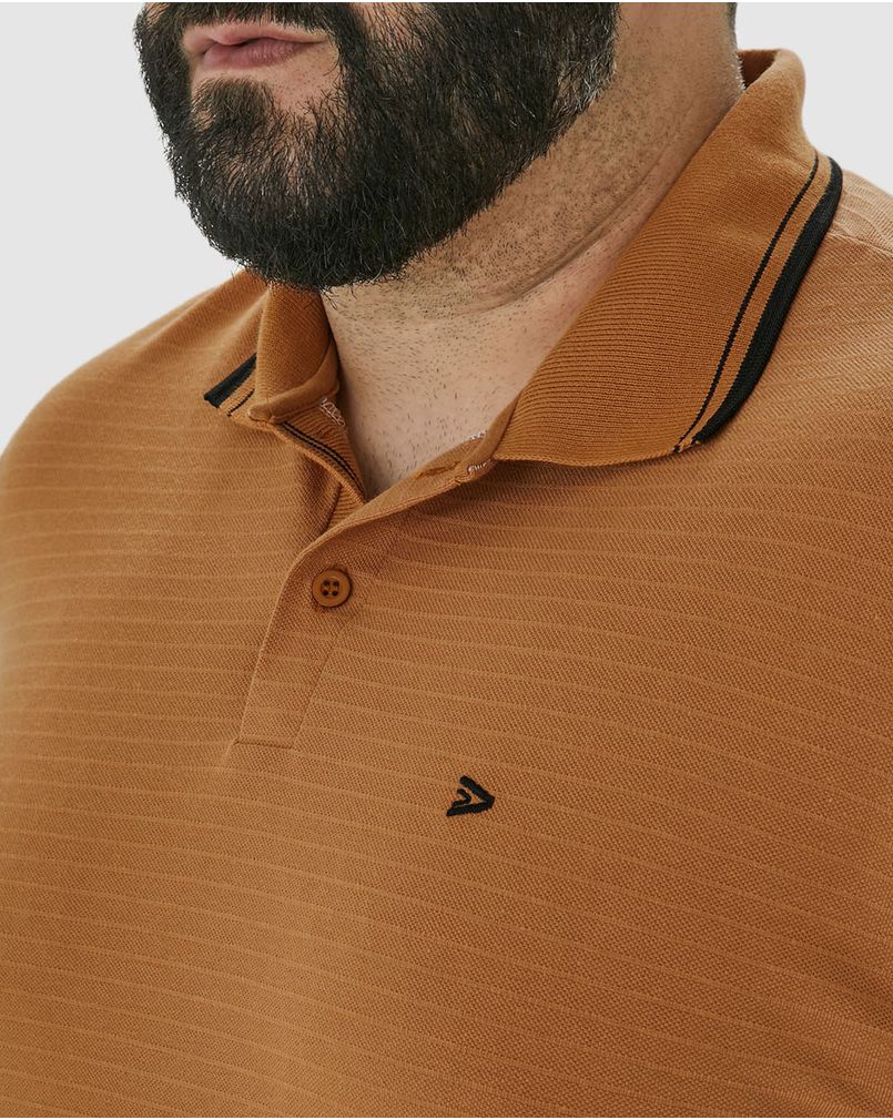 Camisa Polo Masculina Plus Size Bordado Peitoral Em Piquet