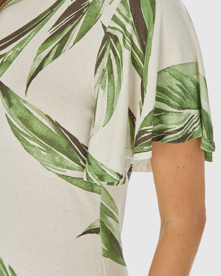 Vestido Midi Feminino Amplo Estampado Em Malha Viscolinho Stretch