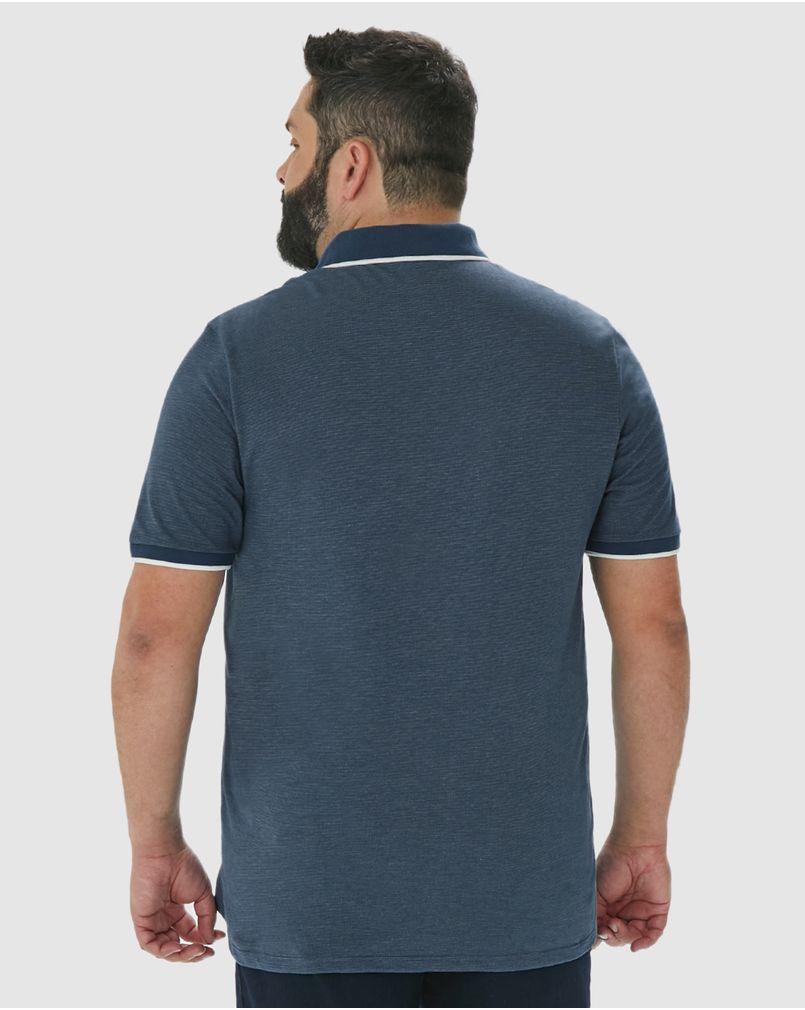 Camisa Polo Masculina Plus Size Abertura Lateral Em Malha